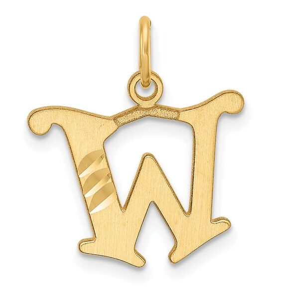 14k Yellow Gold Diamond-cut Letter W Initial Charm